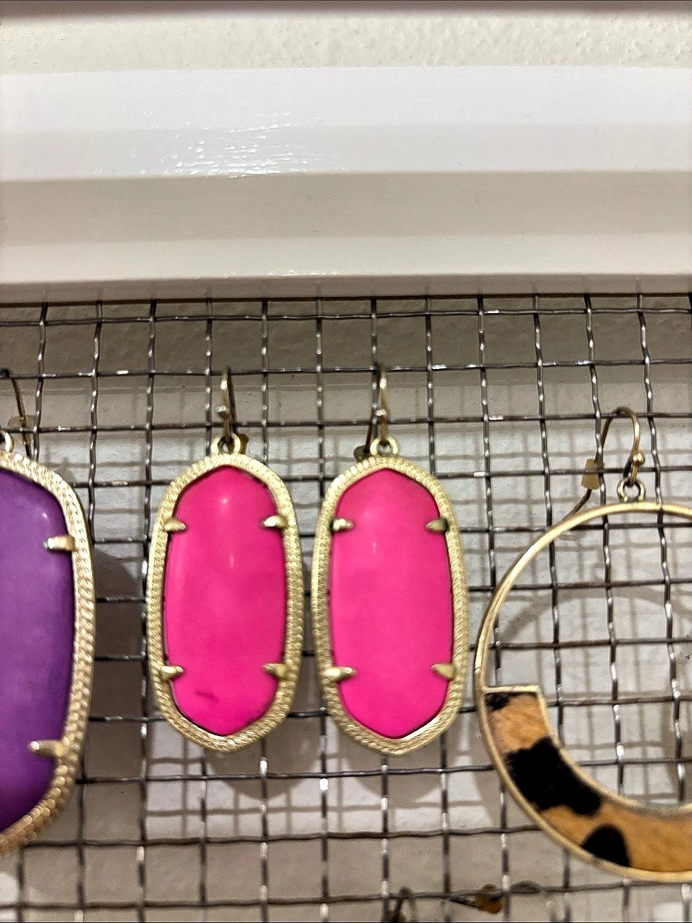 Kendra Scott Elle Gold Drop Earrings Pink Oval Drop Earrings